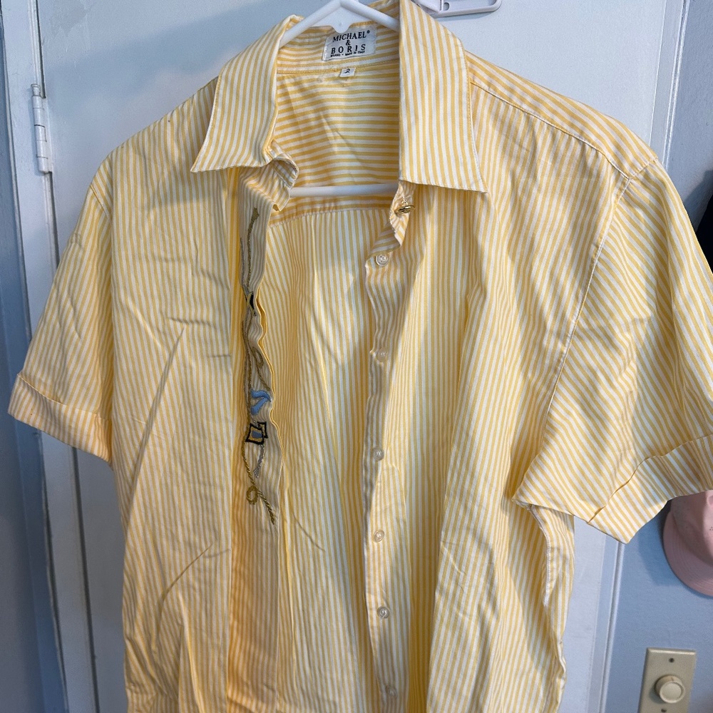 Vintage 90s Michael & Boris Women's Yellow Button Down Shirt Size 2